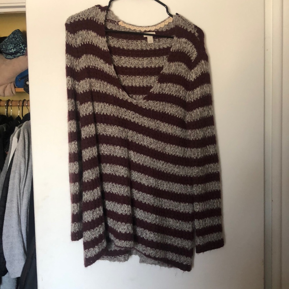 Purple and grey sweater